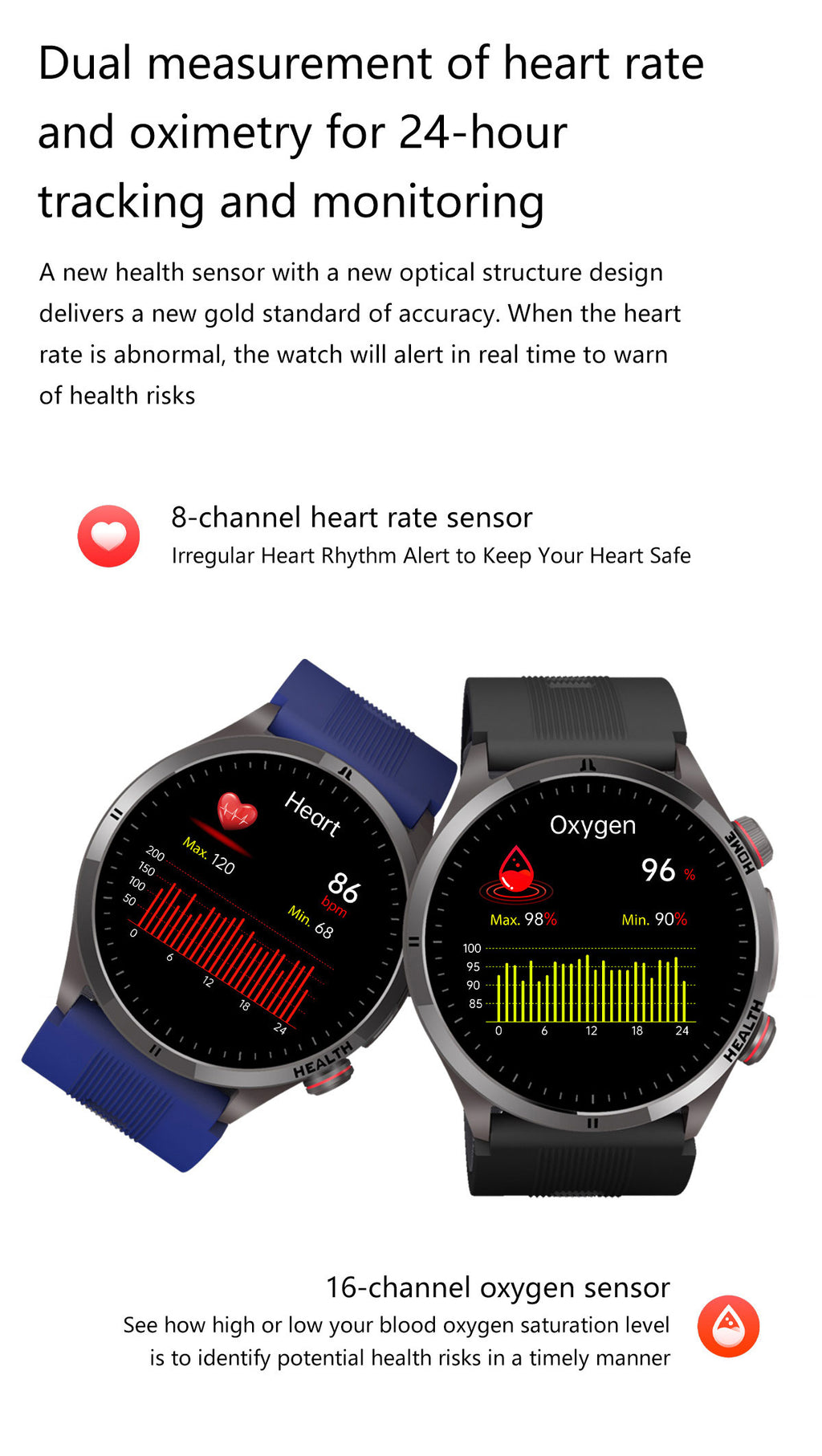 W8 Air-Pump Wellness Watch with ECG