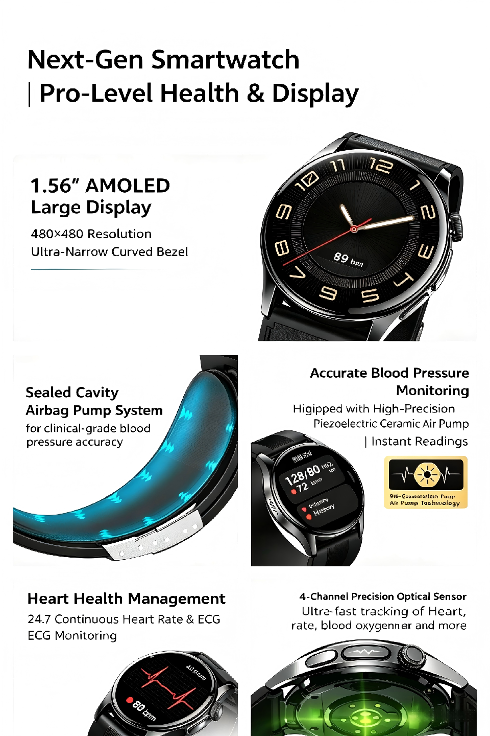 W9 Air-Pump Wellness Watch with ECG